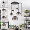 Koyoto Hanglamp, Kogellampje, Hanglamp Duidelijk, Rookkleurig, 5-lichts