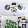 Koyoto Plafondlamp, Kogellampje Goud, Zwart, 3-lichts