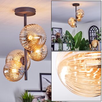Chehalis Plafondlamp, Kogellampje Amber, 4-lichts