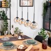 Koyoto Hanglamp, Kogellampje, Hanglamp Natuurlijke kleuren, Zwart, 4-lichts