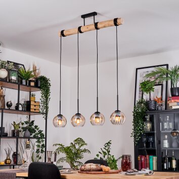 Koyoto Hanglamp, Kogellampje, Hanglamp Natuurlijke kleuren, Zwart, 4-lichts