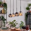 Koyoto Hanglamp, Kogellampje, Hanglamp Natuurlijke kleuren, Zwart, 4-lichts