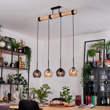 Koyoto Hanglamp, Kogellampje, Hanglamp Natuurlijke kleuren, Zwart, 4-lichts