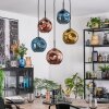 Ripoll Hanglamp, Kogellampje, Hanglamp Blauw, Goud, Koperkleurig, 5-lichts