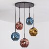 Ripoll Hanglamp, Kogellampje, Hanglamp Blauw, Goud, Koperkleurig, 5-lichts