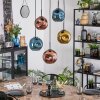 Ripoll Hanglamp, Kogellampje, Hanglamp Blauw, Goud, Koperkleurig, 5-lichts