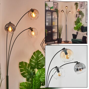 Koyoto Kogellampje, Staande lamp Amber, Duidelijk, Rookkleurig, 3-lichts