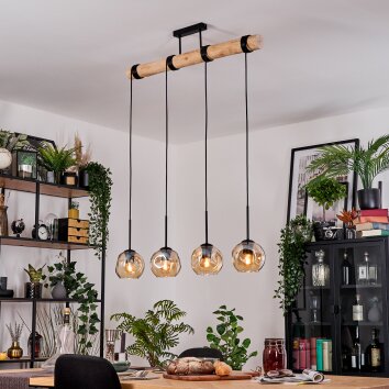 Ripoll Hanglamp, Kogellampje, Hanglamp Natuurlijke kleuren, Zwart, 4-lichts