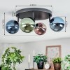 Chehalis Plafondlamp, Kogellampje Blauw, Groen, Koperkleurig, 4-lichts