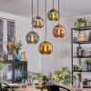 Koyoto Hanglamp, Kogellampje, Hanglamp Goud, Zwart, 5-lichts
