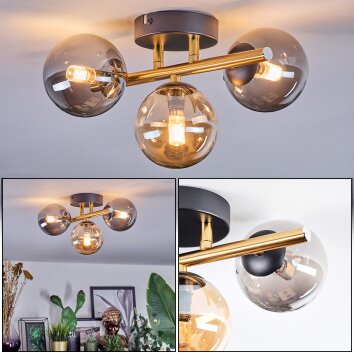 Chehalis Plafondlamp, Kogellampje Goud, Zwart, 3-lichts