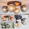 Koyoto Plafondlamp, Kogellampje Amber, Duidelijk, Rookkleurig, 4-lichts