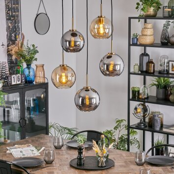 Koyoto Hanglamp, Kogellampje, Hanglamp Goud, Zwart, 5-lichts Koyoto Hanglamp, Kogellampje, Hanglamp Goud, Zwart, 5-lichts