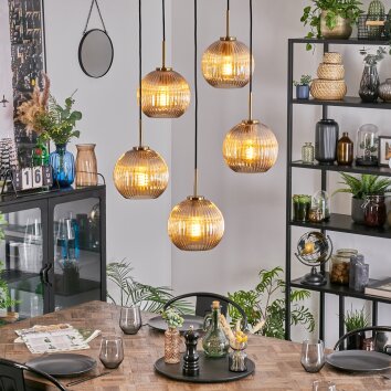 Koyoto Hanglamp, Kogellampje, Hanglamp Goud, Zwart, 5-lichts Koyoto Hanglamp, Kogellampje, Hanglamp Goud, Zwart, 5-lichts