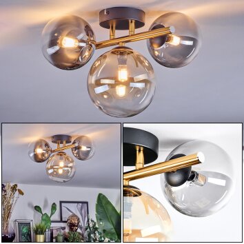 Chehalis Plafondlamp, Kogellampje Goud, Zwart, 3-lichts