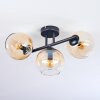 Koyoto Plafondlamp, Kogellampje Amber, Duidelijk, 3-lichts