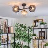 Koyoto Plafondlamp, Kogellampje Amber, Duidelijk, Rookkleurig, 3-lichts