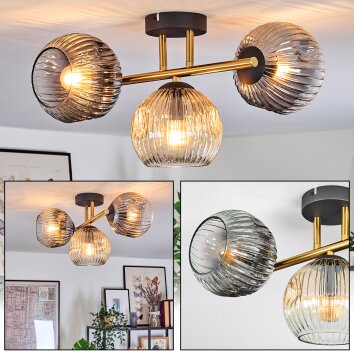 Ripoll Plafondlamp, Kogellampje Goud, Zwart, 3-lichts