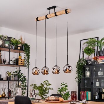 Ripoll Hanglamp, Kogellampje, Hanglamp Natuurlijke kleuren, Zwart, 4-lichts