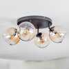 Koyoto Plafondlamp, Kogellampje Amber, Duidelijk, 4-lichts