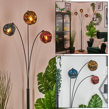 Ripoll Kogellampje, Staande lamp Blauw, Goud, Koperkleurig, 3-lichts