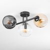 Koyoto Plafondlamp, Kogellampje Amber, Duidelijk, Rookkleurig, 3-lichts