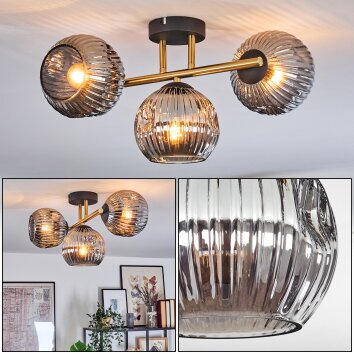 Ripoll Plafondlamp, Kogellampje Goud, Zwart, 3-lichts