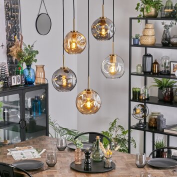 Ripoll Hanglamp, Kogellampje, Hanglamp Goud, Zwart, 5-lichts