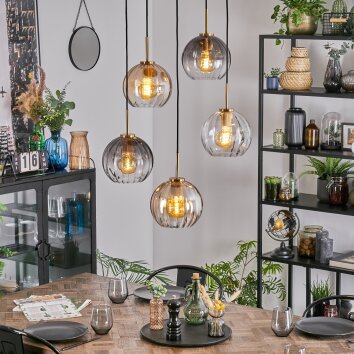 Koyoto Hanglamp, Kogellampje, Hanglamp Goud, Zwart, 5-lichts Koyoto Hanglamp, Kogellampje, Hanglamp Goud, Zwart, 5-lichts