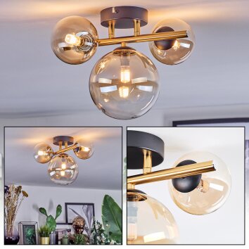 Chehalis Plafondlamp, Kogellampje Goud, Zwart, 3-lichts