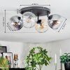 Koyoto Plafondlamp, Kogellampje Amber, Duidelijk, Rookkleurig, 4-lichts