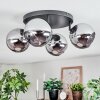 Koyoto Plafondlamp, Kogellampje Chroom, Rookkleurig, 4-lichts