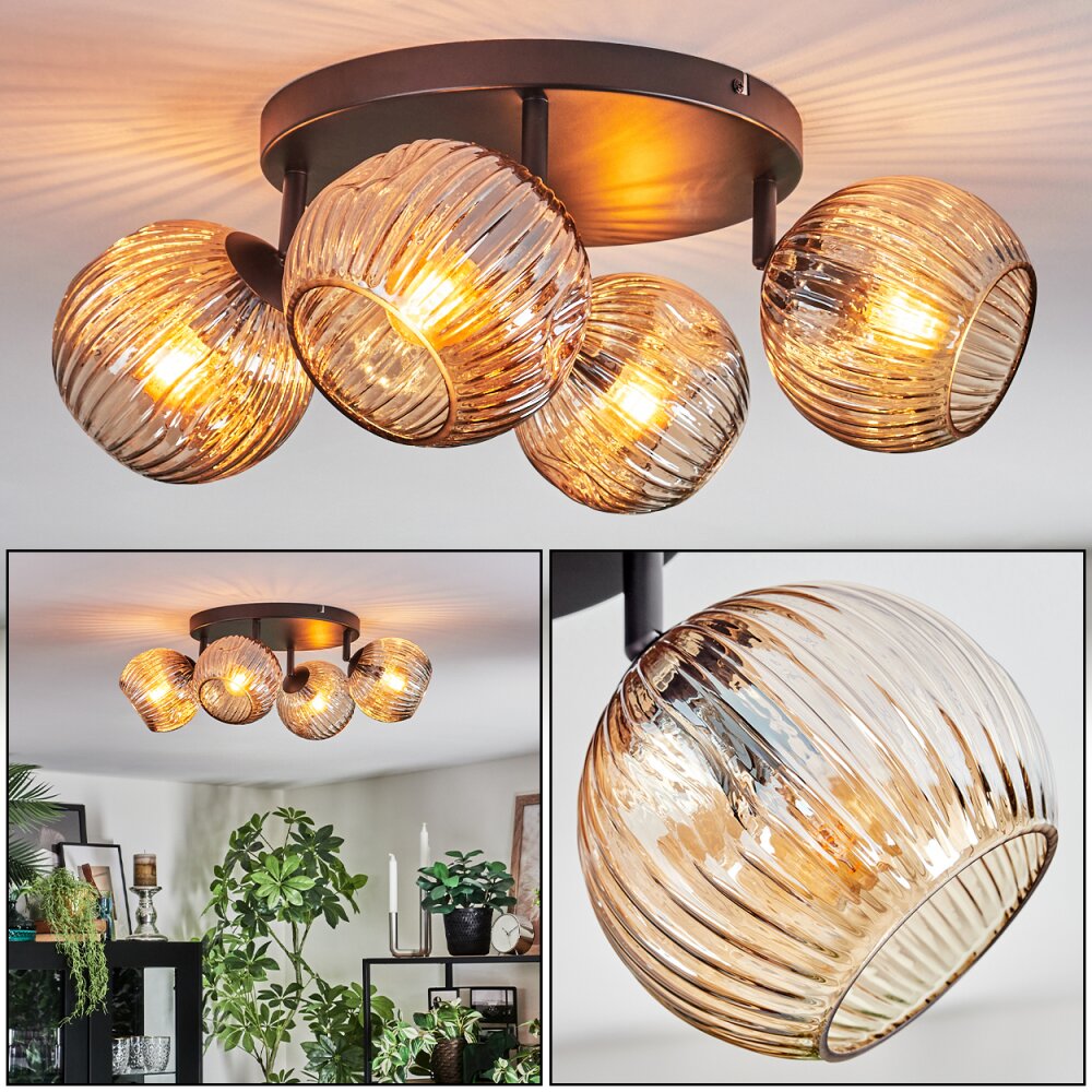 Ripoll Plafondlamp, Kogellampje Amber, 4-lichts main product photo