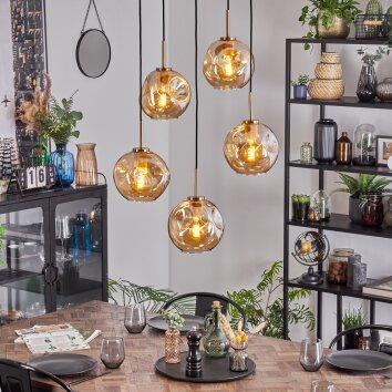 Ripoll Hanglamp, Kogellampje, Hanglamp Goud, Zwart, 5-lichts