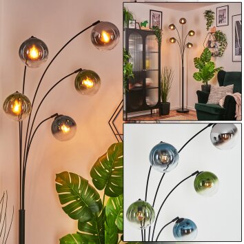 Gastor Kogellampje, Staande lamp Blauw, Chroom, Groen, Duidelijk, Rookkleurig, 5-lichts