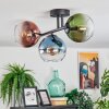 Koyoto Plafondlamp, Kogellampje Blauw, Groen, Duidelijk, Koperkleurig, 3-lichts