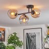 Koyoto Plafondlamp, Kogellampje Amber, Duidelijk, Rookkleurig, 3-lichts