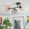 Koyoto Plafondlamp, Kogellampje Amber, Duidelijk, Rookkleurig, 3-lichts