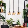 Koyoto Hanglamp, Kogellampje, Hanglamp Natuurlijke kleuren, Zwart, 3-lichts