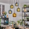 Ripoll Hanglamp, Kogellampje, Hanglamp Blauw, Goud, Groen, 5-lichts