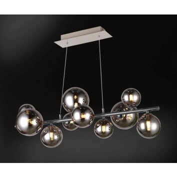 WOFI VILLA Hanglamp Chroom, Zwart, 10-lichts
