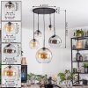 Koyoto Hanglamp, Kogellampje, Hanglamp 45 cm Amber, Duidelijk, Rookkleurig, 5-lichts