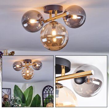 Chehalis Plafondlamp, Kogellampje Goud, Zwart, 3-lichts
