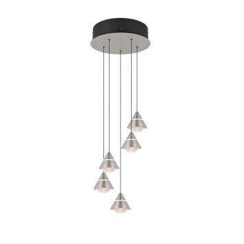 Trio verlichting Romeo Hanglamp LED Nikkel mat, 5-lichts