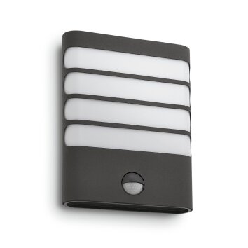 Philips verlichting Raccoon Wandlamp LED Antraciet, 1-licht, Bewegingsmelder