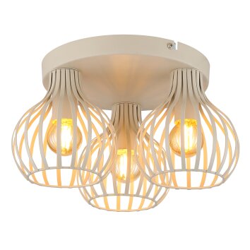 Globo Mateo Plafondlamp Cream, 3-lichts