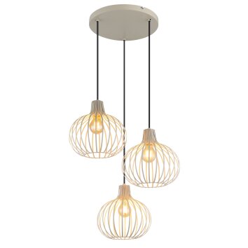 Globo Mateo Hanglamp Cream, 3-lichts