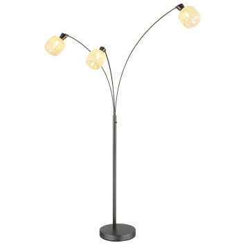 Globo Brokana Staande lamp Chroom, Zwart, 3-lichts