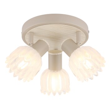 Globo Planta Plafondlamp houtlook, Zandkleurig, 3-lichts
