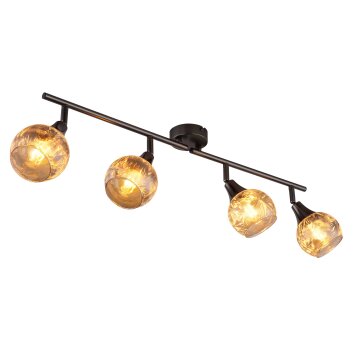 Globo Frosta Plafondlamp Chroom, Zwart, 4-lichts